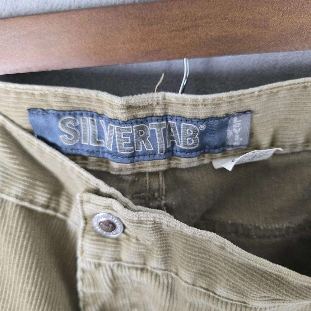 Vintage Levis SilverTab Corduroy Cargo Pants Mens‎ 34x32 Tan Khaki 90s Straight